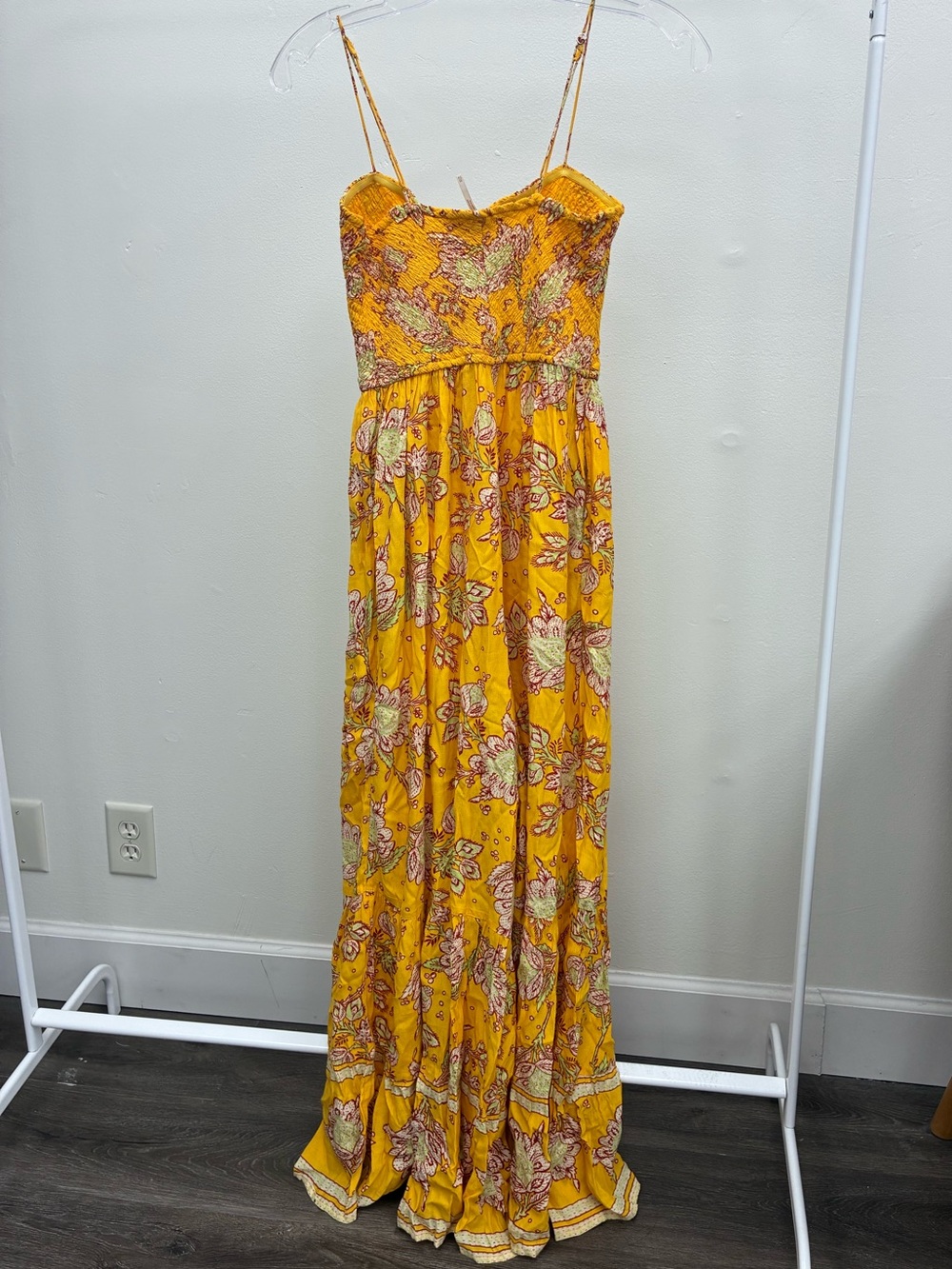 Free people Floral Smocked jumpsuit- Yellow